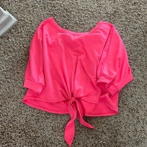 oversized neon pink crop top